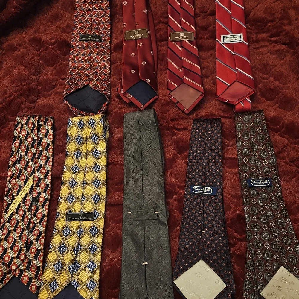 Lot Of 9 Designer Men Neck Ties YSL Ermenegildo Zegna Givenchy Oscar de la Renta